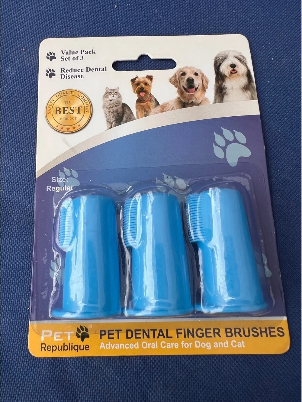Pet Dental Finger Brushes Value Pack of 3 for Dog and Cat Oral Care